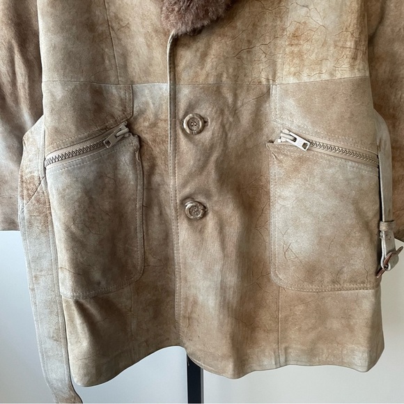 70s Vintage Robert Chernin Shearling Sheepskin Belted Coat Mens Size 42 - Picture 15 of 16
